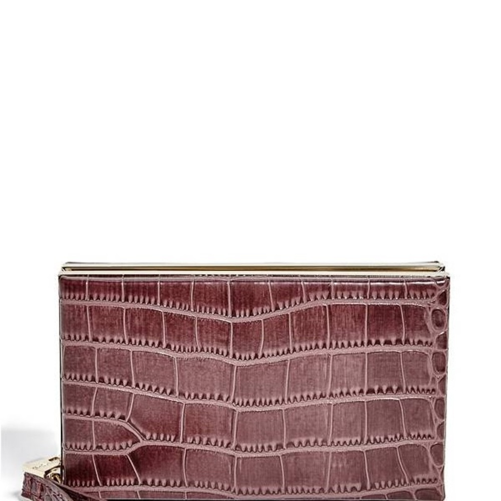 Marciano Croc-Embossed Clutch in Burgundy